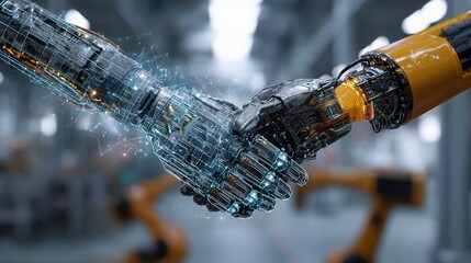 Poster - Human and Robot Handshake Symbolizing Collaboration in Technology