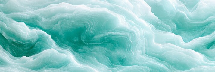 Poster - abstract green and white flowing pattern, dreamy swirls, artistic background, liquid art texture