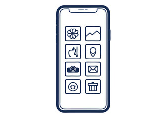 Modern smartphone screen showcasing sleek app icons for photography, mail, and design offering a clean, minimalist aesthetic for tech enthusiasts and mobile developers