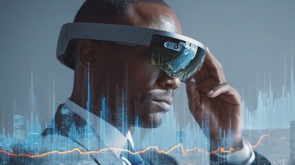Poster - Businessman Using Augmented Reality Glasses for Innovative Insights