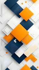 Poster - Abstract Geometric Pattern with Orange and Blue Squares on White Background