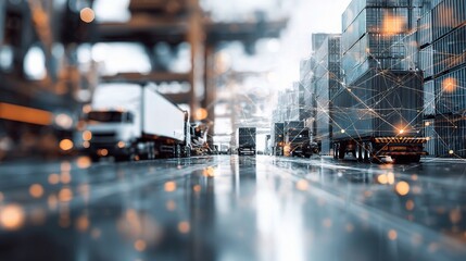 Poster - Abstract Transportation Logistics with Hologram Elements in Modern Setting