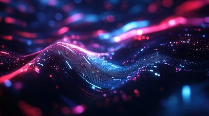 Poster - A modern tech-inspired background with seamless digital waves, neon highlights, and abstract energy flows.