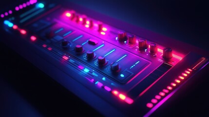 Poster - A modern UI control panel featuring soft-touch tech buttons with futuristic animations and neon accents.