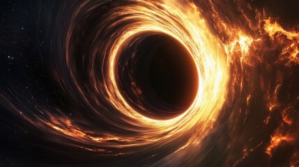 Poster - A mysterious black hole bending light around its event horizon, creating a mesmerizing effect.