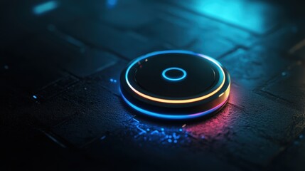 Poster - ai assistant button, glowing softly with an intelligent touch interface. --ar 16:9 --v 6.1 job id: