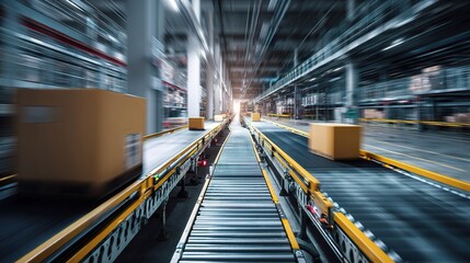 Poster - Dynamic Logistics Center Interior with Double Exposure Effect
