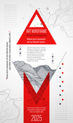 Poster - Wireframe design for posters. Page layout. ART background. Scientific cover template for presentations.