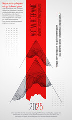 Fototapete - Wireframe design for posters. Page layout. ART background. Scientific cover template for presentations.