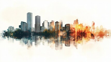 Poster - Abstract Double Exposure Cityscape with Artistic Flair and Reflection