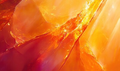Poster - Fiery orange gemstone, close-up texture, background light, design use