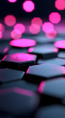 Poster - Abstract Geometric Hexagon Pattern with Pink Lights