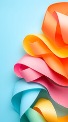Poster - Colorful Paper Ribbons Swirls Abstract Pastel Background