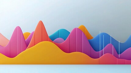 Poster - Abstract Financial Graphs in Digital Blending of Colors and Shapes