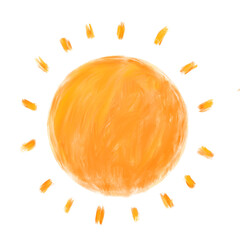 Wall Mural - sun painted in childish doodle style on transparent background. png illustration