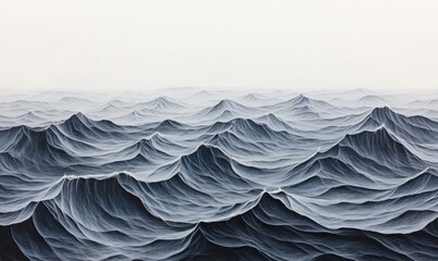 Poster - Serene ocean waves under a misty sky; background, calm water; use website banner