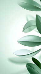 Poster - Green Leaves on Light Green Background