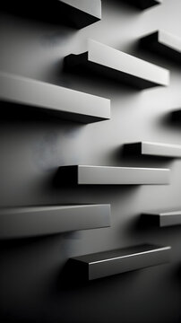 Abstract Grey Geometric Background with Shadowed Rectangular Shapes