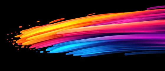 Wall Mural - abstract colorful flowing lines on black background concept of modern art, digital painting, and vib