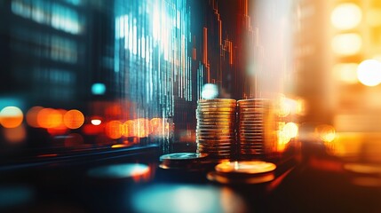 Poster - Futuristic Cryptocurrency Coins with Abstract Digital Background