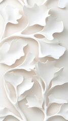 Poster - White Floral Relief Pattern on Beige Background