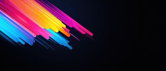 Wall Mural - abstract background with vibrant colorful lines on dark backdrop modern graphic design with dynamic 