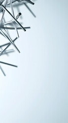 Poster - Abstract Composition of Scattered Metallic Rods on a Light Grey Background