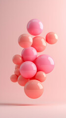Poster - Floating Pastel Pink and Peach Spheres on a Soft Pink Background