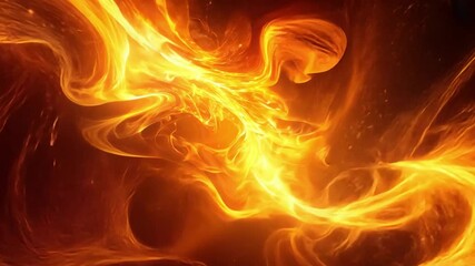 Poster - Abstract fiery glow with swirls of orange and yellow colors creating dynamic movement and energy in a vibrant and captivating visual display