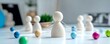 © jitthanant - Wooden people figures forming a network on a white surface, human resource management strategy, minimalistic corporate theme, clear connections, highquality render, generative AI