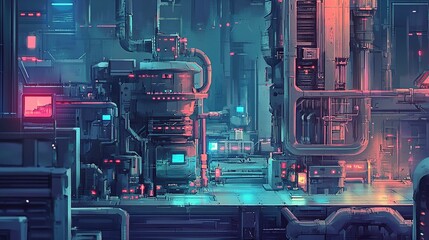 Poster - A futuristic smart factory integrating IoT and AI for efficiency.