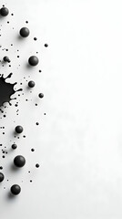 Poster - Black Ink Splatters and Spheres on White Background
