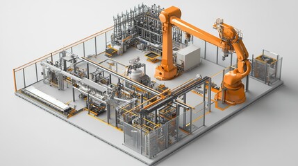Poster - a high-tech digital twin model optimizing factory automation efficiency.