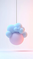 Poster - Abstract Pastel Sphere and Cloud 3D Render