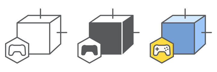 Poster - Gaming NFT icon collection, unique token and nft blockchain, non fungible token vector icon set, vector graphics, editable stroke outline sign, eps 10