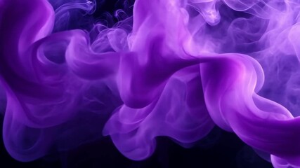 Poster - Ethereal Purple Smoke Billowing Against a Dark Background, Creating a Mysterious and Enigmatic Atmosphere for Creative Projects and Designs