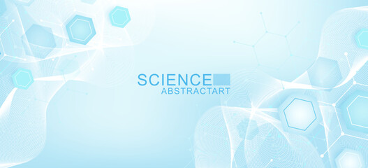 Aufkleber - Health care abstract background with hexagons, lines and dots. Medical innovation banner template concept. Biology and pharmaceutical technology background. illustration.