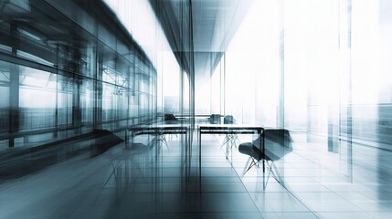 Poster - Abstract Double Exposure of Modern Office Space with Blurry Details