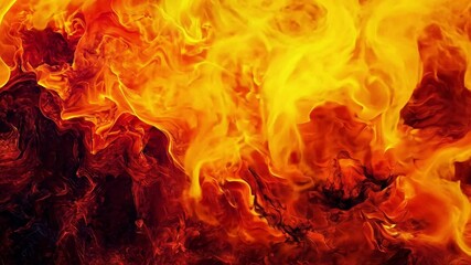 Poster - intense flaming fire abstract background with bright orange and deep red swirls, evoking energy, hea