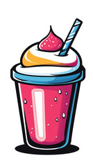 Poster - Colorful Milkshake Logo Design in Minimalist Flat Style for Beverage Branding