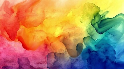 Poster - vibrant abstract rainbow watercolor background with blended colors creating a colorful and energetic