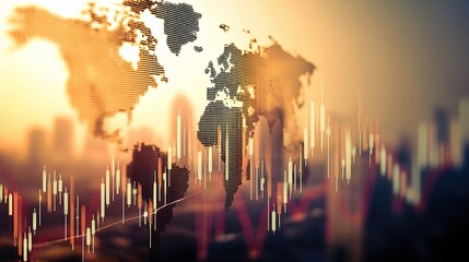 Poster - Global Economy Concept with Financial Market and World Map
