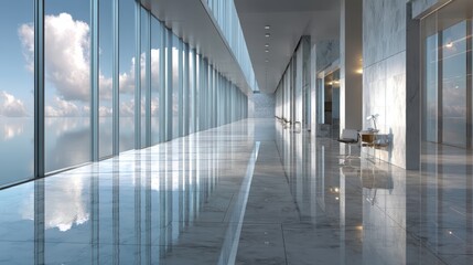 Poster - Modern Minimalist Architecture,Blurred office building lobby  in a modern corporate environment Intentionally blurred background with clean minimalist design and architecture
