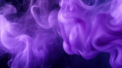 Poster - Abstract purple smoke swirling against a dark background creating a mysterious and ethereal atmosphere with soft gradients and fluid motion