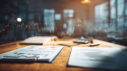 Poster - Financial Documents and Stationery on Office Desk with Charts