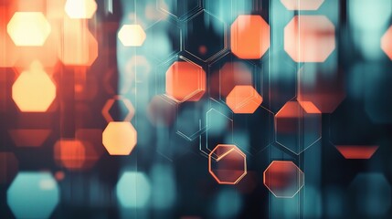 Poster - Creative Digital Background Featuring Colorful Hexagons and Light Effects