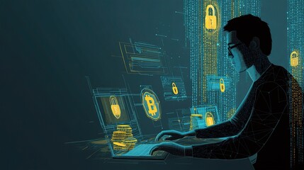 Poster - Cybersecurity Specialist Monitoring Financial Transactions Securely