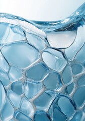 Leinwandbilder - Abstract Close Up of Blue Water Bubbles with Intricate Cellular Structure in Light and Shadow