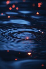 Fototapete - Abstract Dark Blue Water Ripples with Orange Light Reflections Creates a Mesmerizing Visual Experience Perfect for Backgrounds and Art Projects