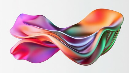Leinwandbilder - Abstract Flowing Fabric with Vibrant Gradient Colors Smooth Texture and Dynamic Motion in a Swirling Pattern Against a Plain Background